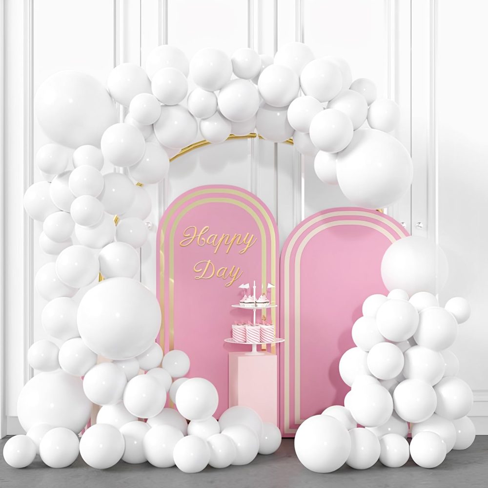 BIQIQI 113pcs White Party Balloon Arch Kit, Pastel White Latex Balloon Set for Baby Shower Birthday Celebration Party Decoration (Milk White)