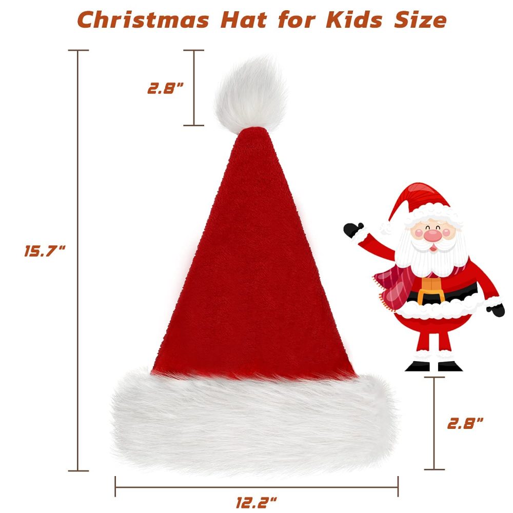 BSVI Christmas Hat, Santa Hat Holiday for Adults Unisex Velvet Comfort Extra Thicken Fur Xmas Hat for New Year Festive Party (Santa Hat for Adult 1-pcs) - Image 4