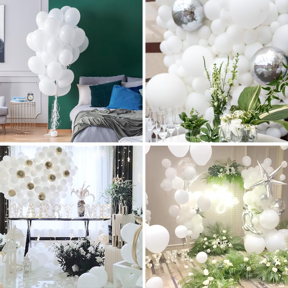 BIQIQI 113pcs White Party Balloon Arch Kit, Pastel White Latex Balloon Set for Baby Shower Birthday Celebration Party Decoration (Milk White) - Image 2