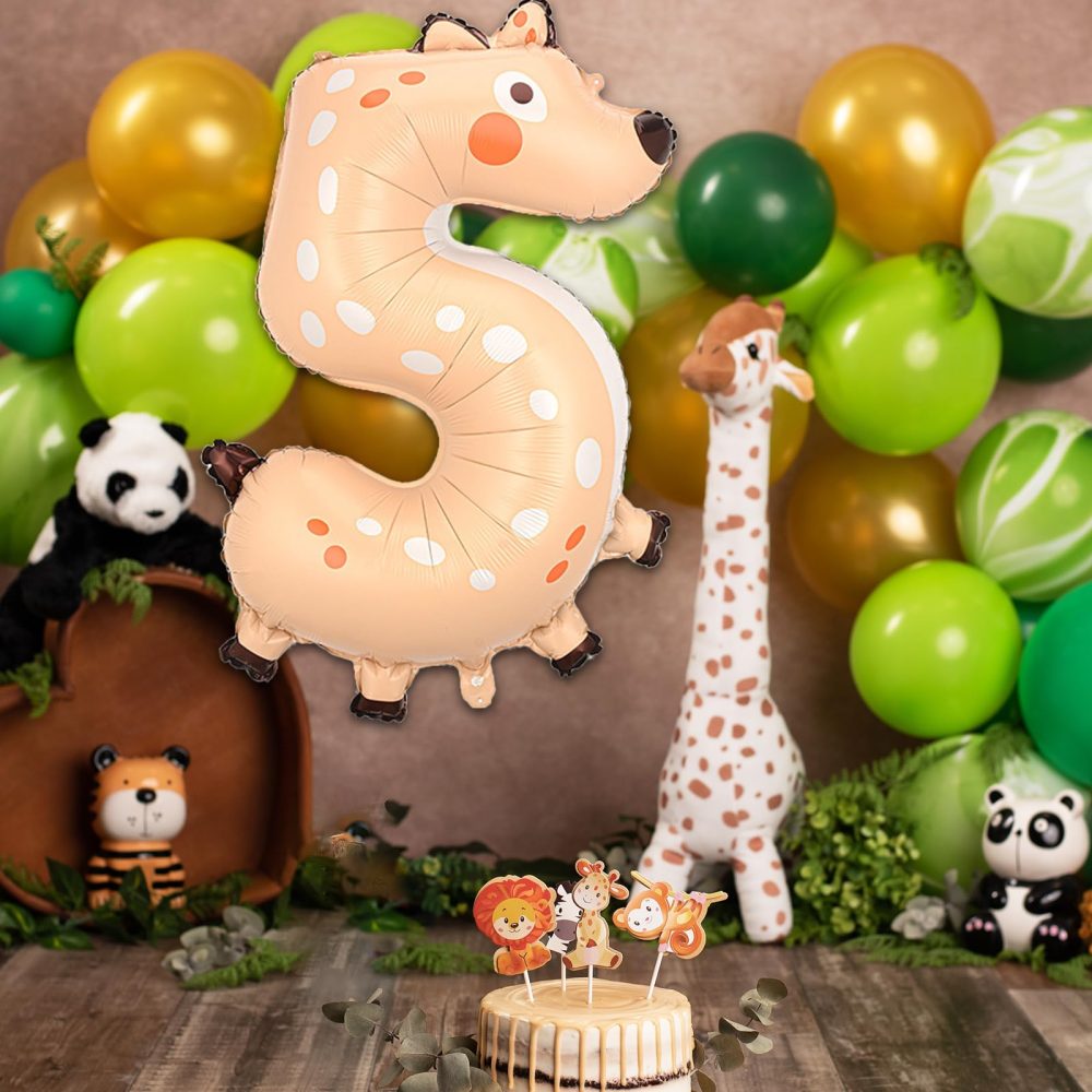 Zayin 40 Inch Yellow Giraffe Number 1 Balloon Giant Jungle Safari Animals Theme Balloons Foil 0-9 Large Balloons for Boy Girls Baby for Anniversary 1st Birthday Party Celebration Decorations Supplies - Image 5