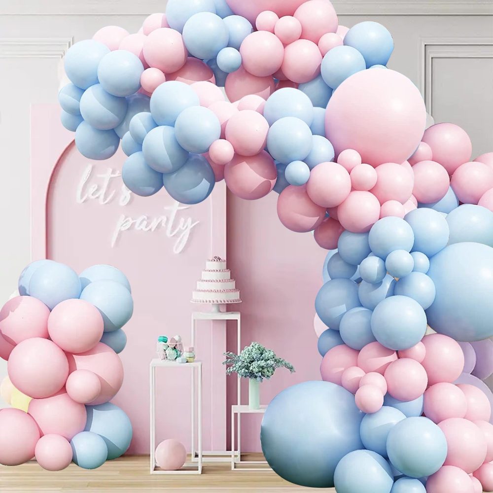 Pink Blue Balloons Arch Kit 100PC Light Blue and Pink Balloons Garland Arch for Boy or Girl Gender Reveal Party Decorations Baby Shower Christening Party Supplies