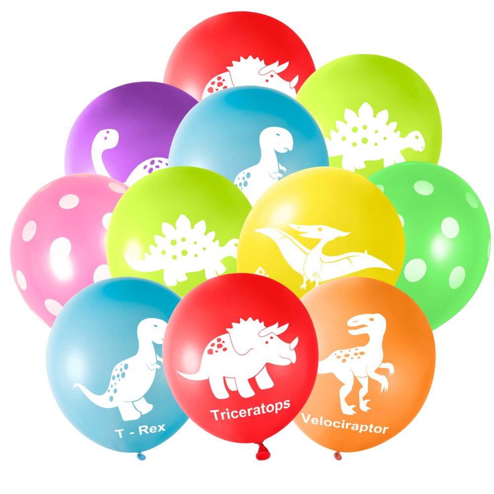 FEPITO 32 Pieces 12" Dinosaurs Balloons Dinosaur Latex Balloons for Dinosaur Party Decorations, 8 Colors