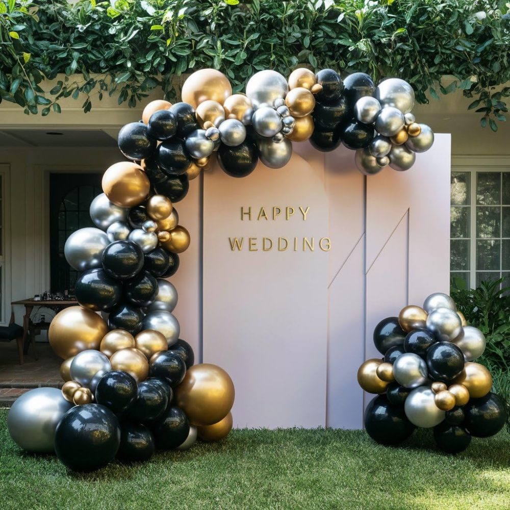 Black Gold Balloon Arch Kit - 166 Pcs Black Gold Silver Balloon Garland Kit with Confetti Balloons - Birthday Balloons Arch for Birthday Party Decorations, Graduation, Wedding, Anniversary, New Year - Image 3