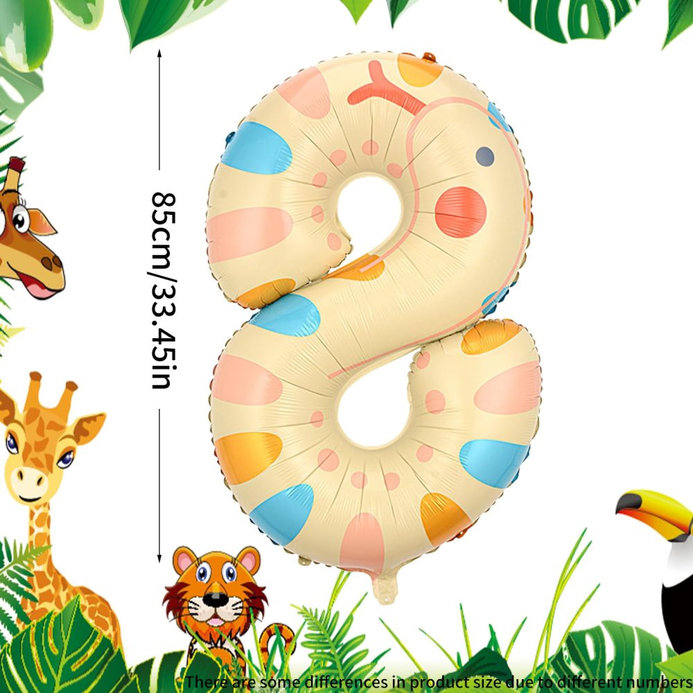 Zayin 40 Inch Yellow Giraffe Number 1 Balloon Giant Jungle Safari Animals Theme Balloons Foil 0-9 Large Balloons for Boy Girls Baby for Anniversary 1st Birthday Party Celebration Decorations Supplies - Image 8