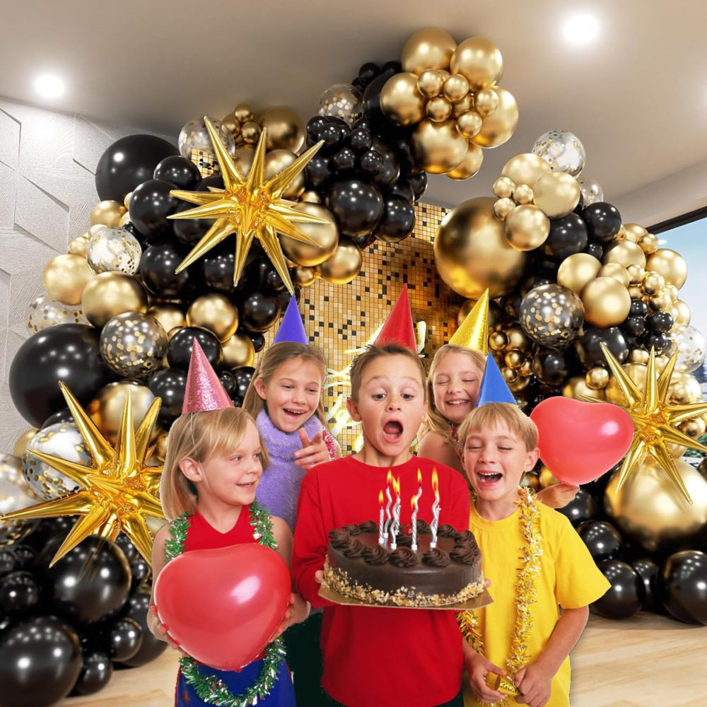 132PCS Black and Gold Balloon Arch Kit - Black and Gold Party Decorations,Black and Gold Graduation Decorations,Graduation Balloon Arch,Graduation Balloons,Anniversary Birthday Party Decorations - Image 6