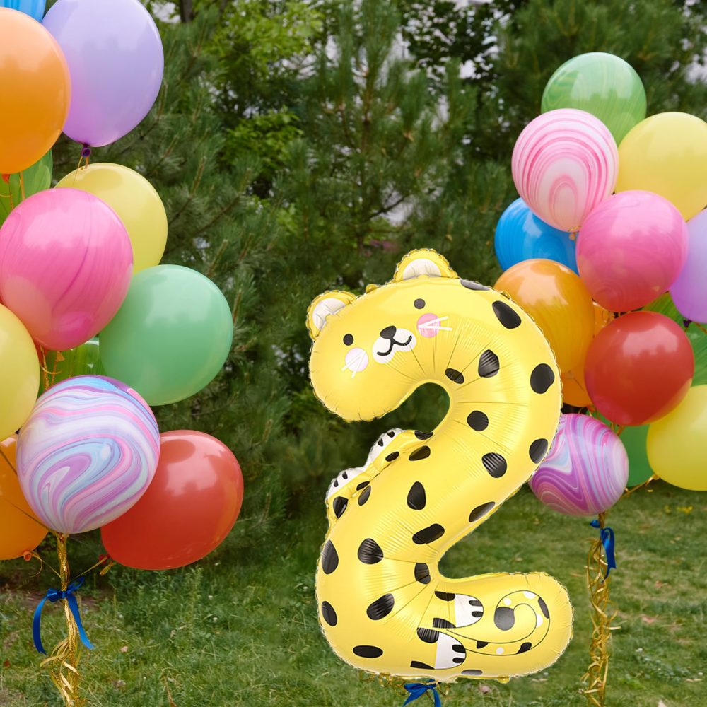 Zayin 40 Inch Yellow Giraffe Number 1 Balloon Giant Jungle Safari Animals Theme Balloons Foil 0-9 Large Balloons for Boy Girls Baby for Anniversary 1st Birthday Party Celebration Decorations Supplies - Image 4