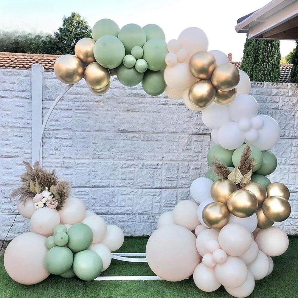 Afa 150 Pcs Sage Green Balloon Arch Kit - Multiple Sized Metallic Gold, White and Confetti Balloons for Baby Shower, Birthday, Parties - Image 5