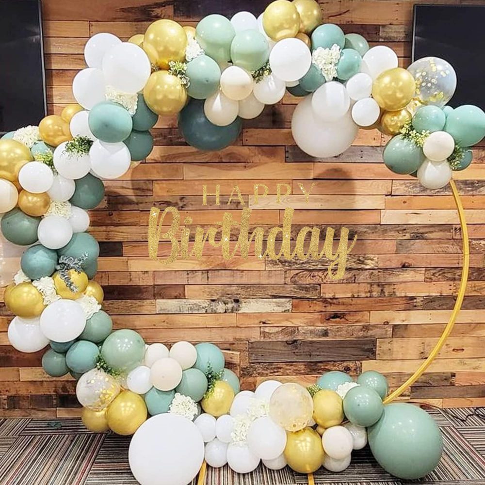 Afa 150 Pcs Sage Green Balloon Arch Kit - Multiple Sized Metallic Gold, White and Confetti Balloons for Baby Shower, Birthday, Parties - Image 3