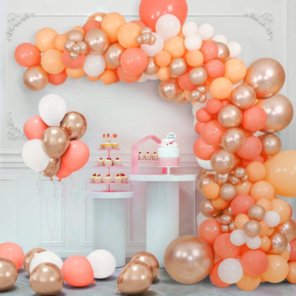 afa Balloon Arch Kit 183 Pcs (Ivory-Dusty Pink-Apricot-Champagne) Balloon Garland Kit for Birthdays, Wedding, Anniversary, Baby shower Decoration