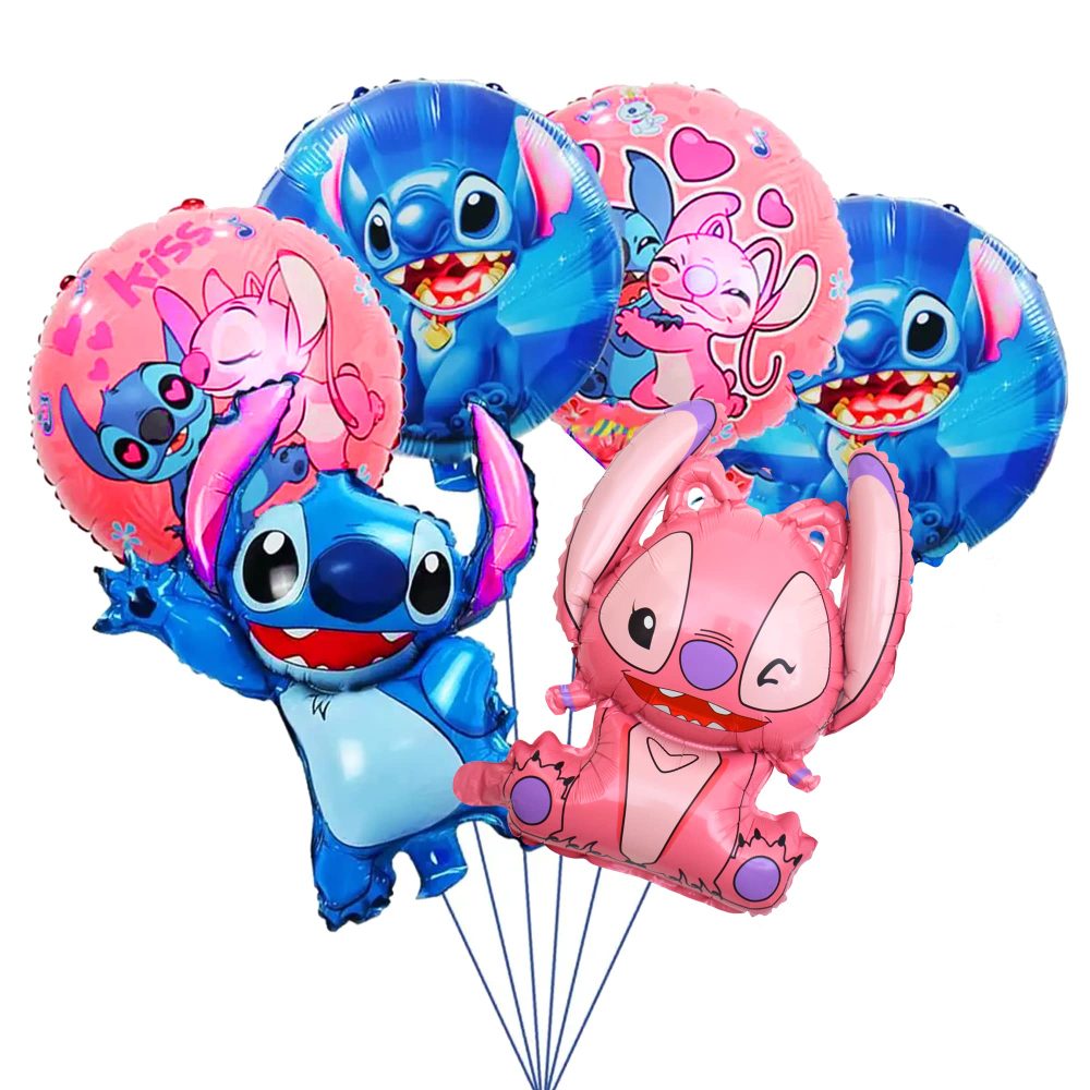 CAMEKIAY 6 PCS Stitch Birthday Party Balloons, Stitch Party Decorations, Stitch Cartoon Foil Balloons for Kids Boys Girls Birthday and Baby Shower Parties, Stitch Party Supplies