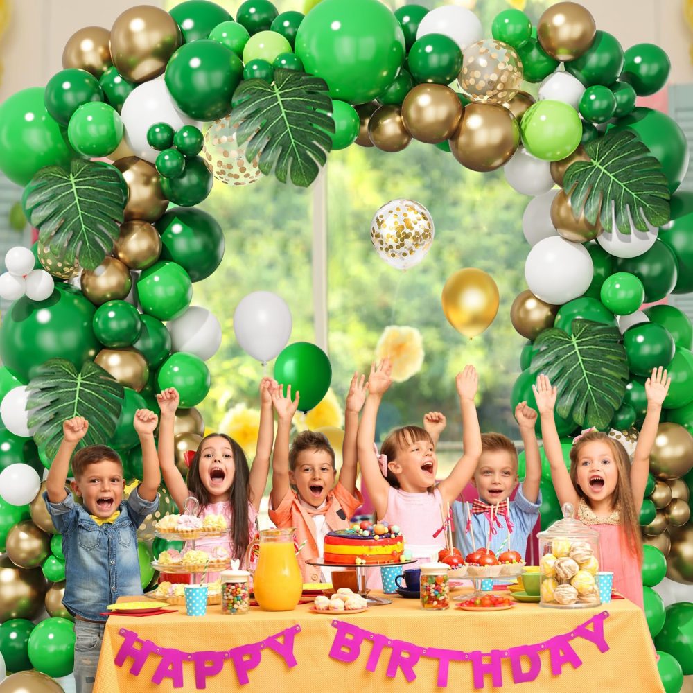 Kitchown Green Balloon Arch Garland 140pcs Jungle Safari Party Decorations with Palm Leaves Animal Latex Balloons for Baby Shower Boys Girls Birthday - Image 7