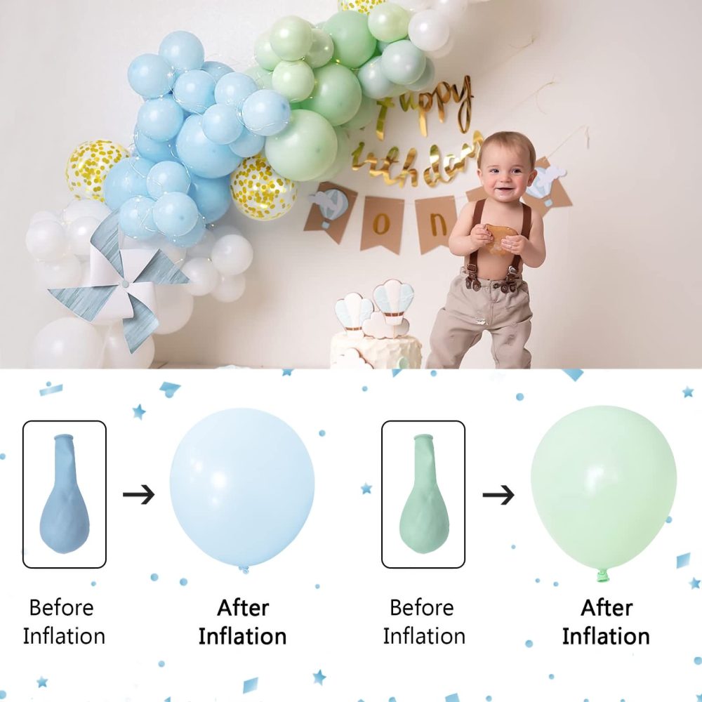 Mint Green Balloons, 30 Pack 12 Inch Macaron Green Light Blue Pastel White Helium Latex Balloons Candy Green Blue White Balloon for Pastel Birthday Baby Shower Christmas Party Decorations - Image 6