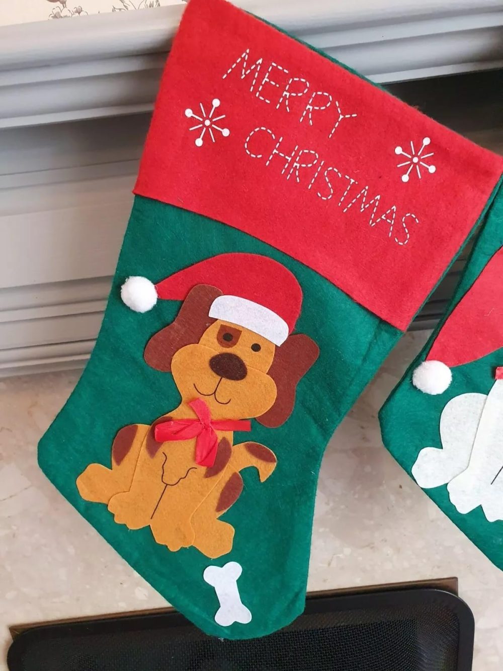 Decsee 40cm Christmas Dog Stocking Festive Motif 'Merry Christmas' Pet Paw Stocking Socks Xmas Tree Ornaments Filler Fill withTreats - Image 3