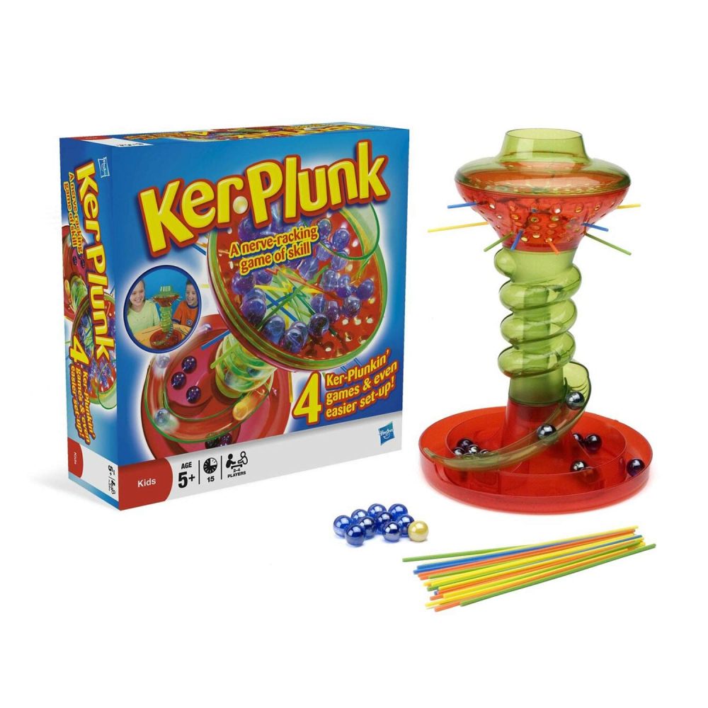 Hasbro Gaming Kerplunk Game for 5+ Year Old Kids | Nerve-Racking Skill Test | Family and Party Game-Night | Includes 30 Marbles, 28 Sticks, and More | 4 Ways to Play | Gift Idea for Classic Games Fans