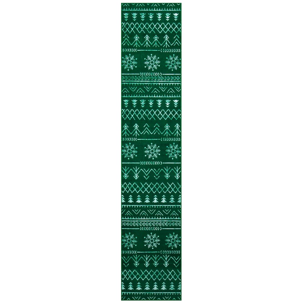 Carvapet Christmas Runner Rug for Hallway 60x300cm Soft Long Floor Carpet Runner Non Slip Washable Microfiber Snowflake Xmas Green Area Rug for Entryway Corridor Kitchen Laundry Room - Image 7