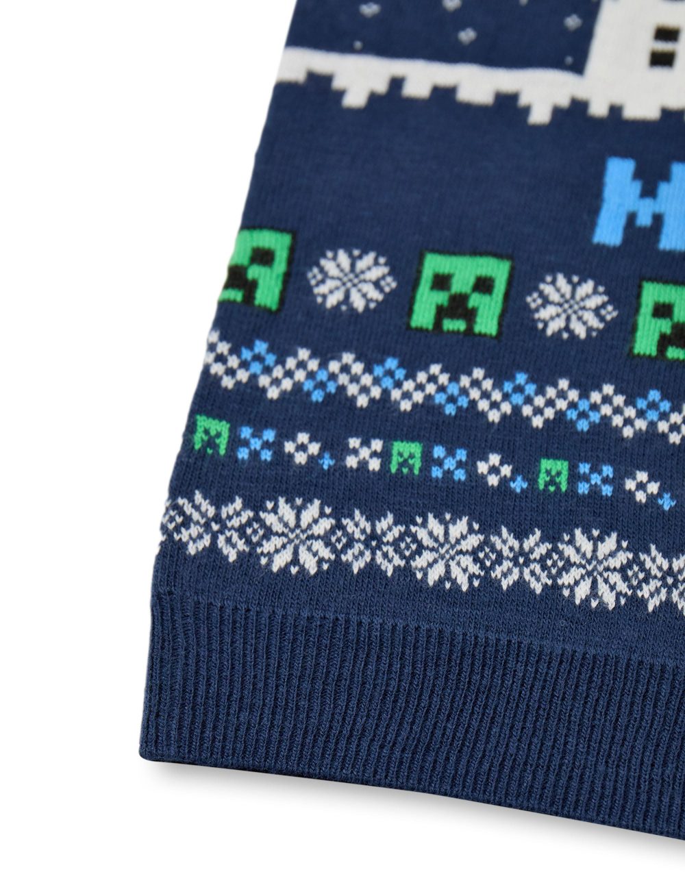 Minecraft Boys Christmas Jumper | Kids Creeper & Snow Golem Characters Graphic Knitted Sweater in Blue | Childrens Selburose Pattern Festive Jumper with Snowmen | Mojang Video Game Merchandise Gift - Image 4