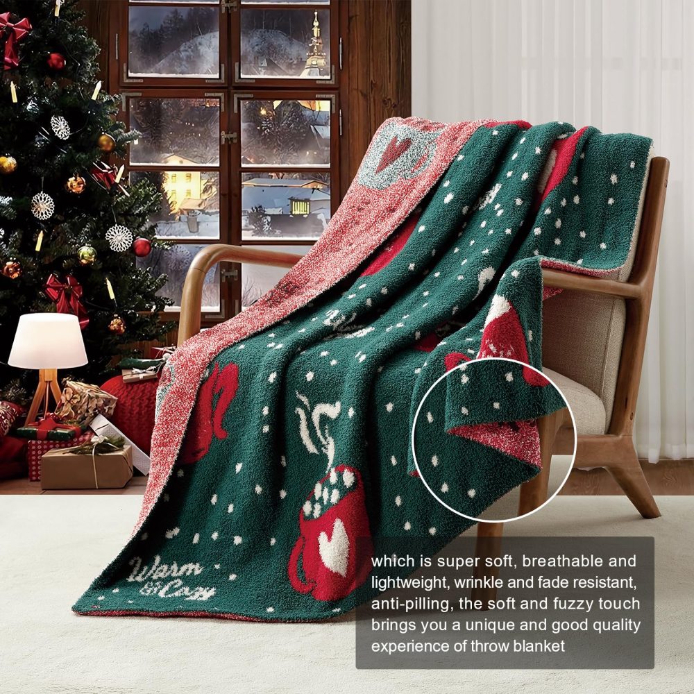 KASYLAN Christmas Blanket Ultra Soft Throw Blanket Reversible Cozy Blankets Fuzzy Plush Throw Blankets for Couch Bed Sofa Travel（127x152cm，Cup） - Image 7