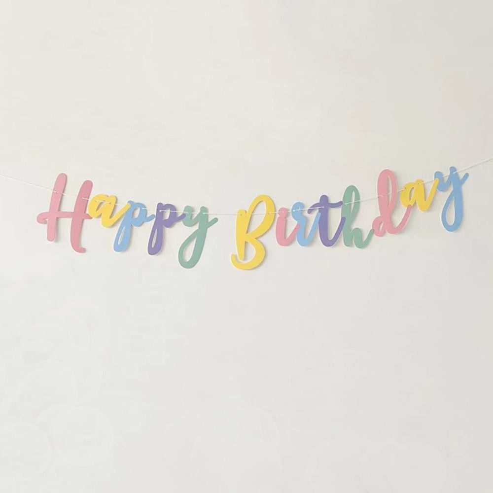 Happy Birthday Banner Candy Pastel Birthday Bunting Banner for Birthday Party Decoration Cute Birthday Decor（Colorful）