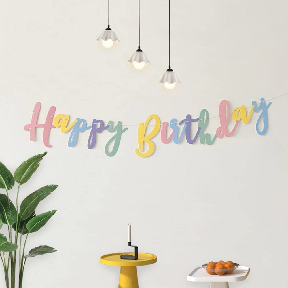 Happy Birthday Banner Candy Pastel Birthday Bunting Banner for Birthday Party Decoration Cute Birthday Decor（Colorful） - Image 5