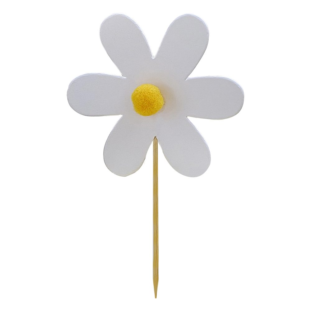 Ginger Ray Paper Daisies Cupcake Toppers Poms Centres and Wooden Picks 12 Pack, Pastel - Image 4