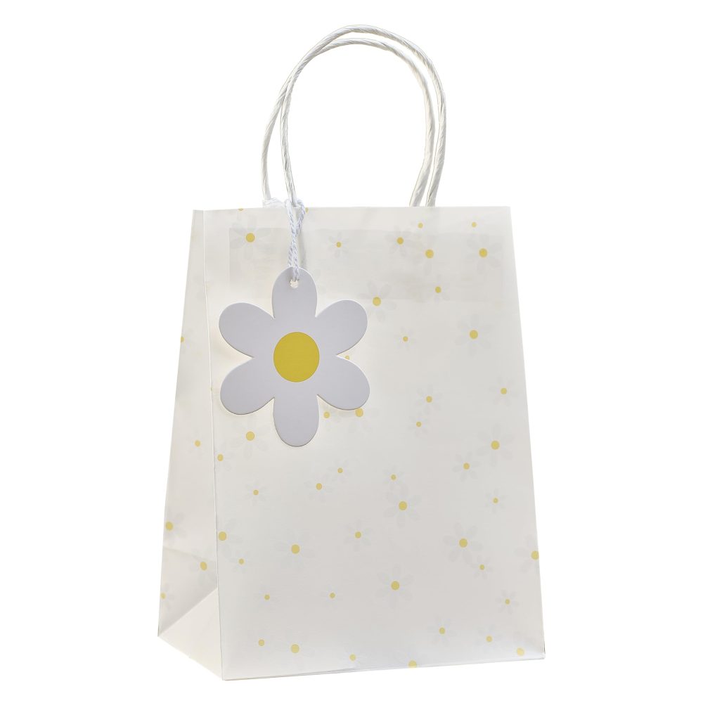 Ginger Ray Print Vellum Paper Party Bags with Raffia Handles and Daisy Gift Tags 5 Pack, Pastel - Image 4