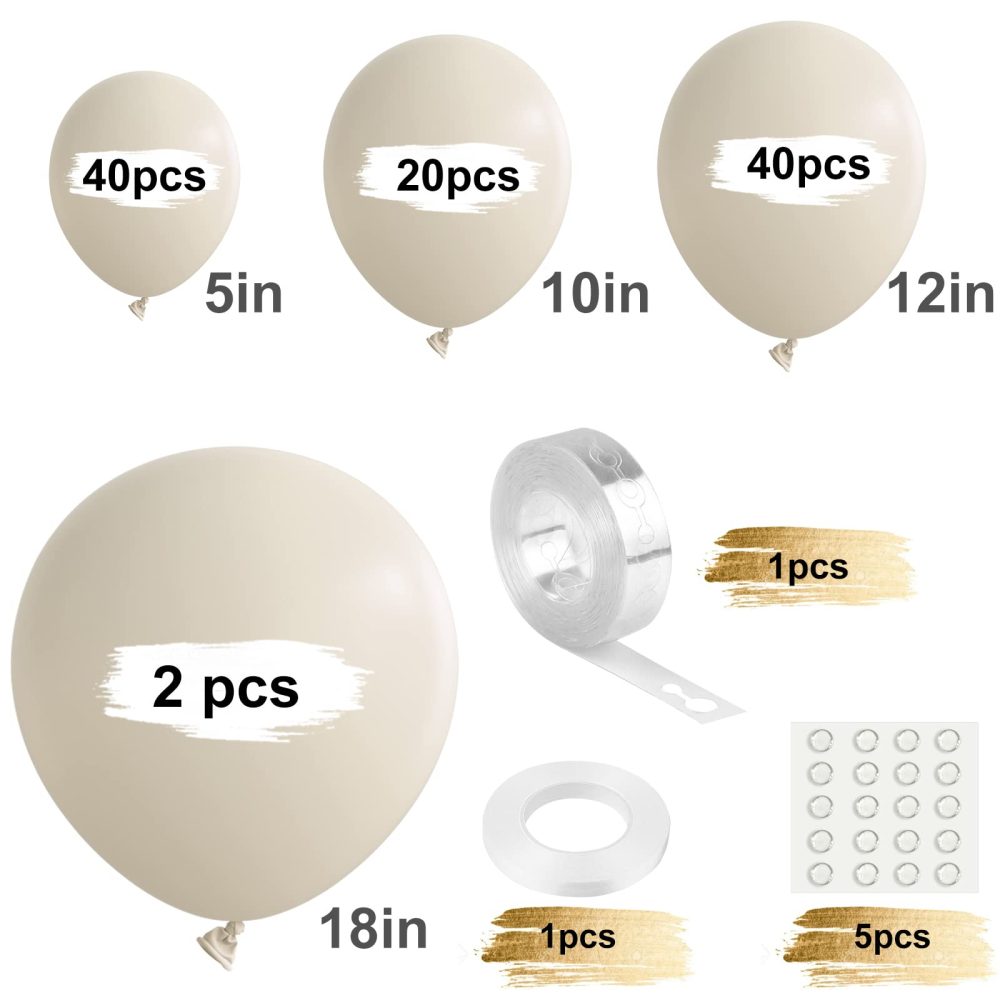 TUPARKA 102 pcs Sand White Balloons Garland Arch Kit White Sand Balloon Different Sizes 5 10 12 18 Inch Matte Sand White Party Balloons for Birthday Bride Baby Shower Wedding Party Decorations - Image 6