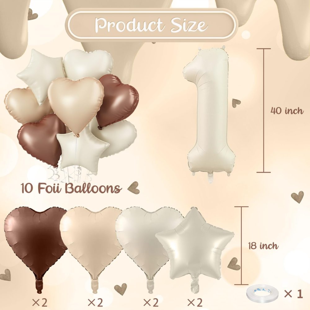 Nude 18 Balloons Decor for Girls, Beige Apricot Brown Tan Heart Balloon, Sand White 18 Balloon Boho Decor, Neutral Cream Foil Star Balloon for Kids 18th Birthday Wedding Anniversary Party Decoration - Image 8