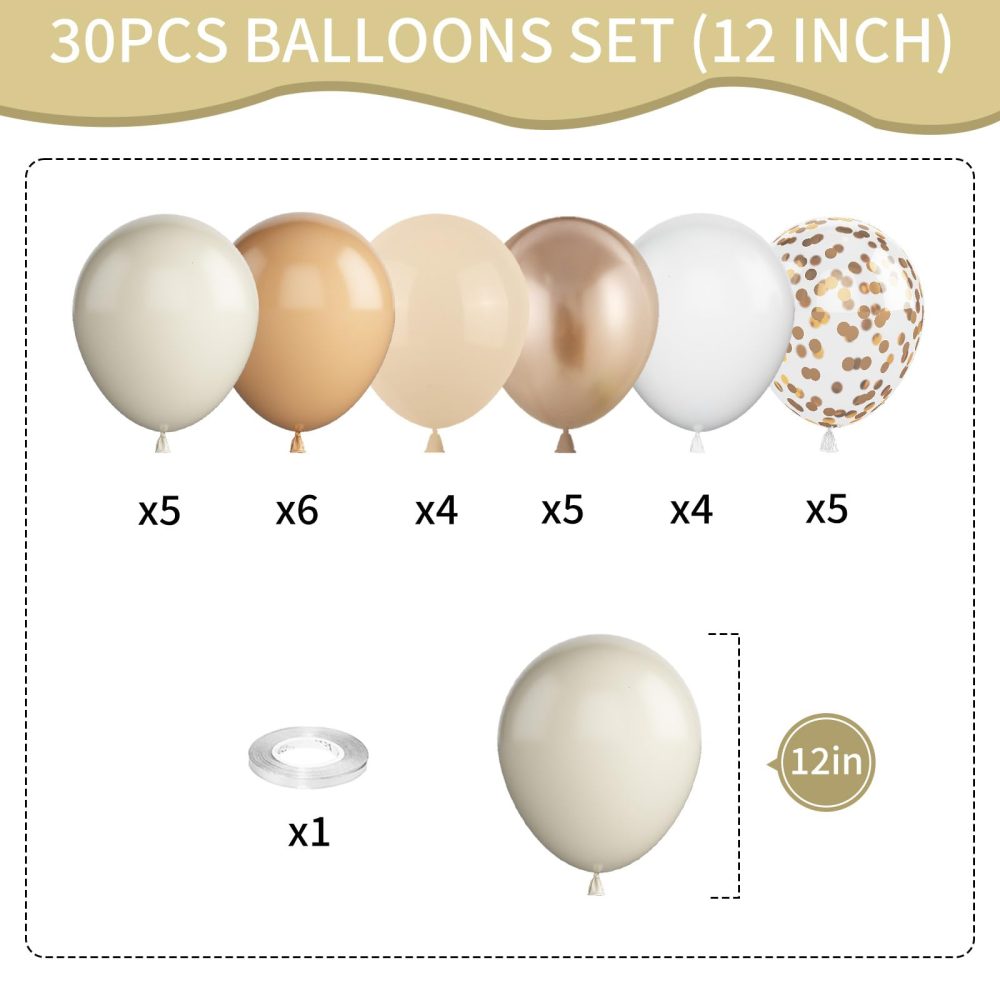 Cream and Sand Gold Balloons Set, 12 Inch Double Stuffed Beige Balloons with Metallic Chrome Champagne Nude Neutral Cream White Balloon for Bridal Baby Shower Birthday Wedding Party Decorations - Image 6