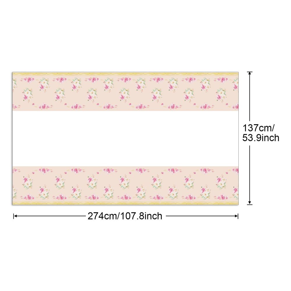 PHOGARY 3 Pieces Tea Party Floral Tablecloth for Party Decoration, Floral Plastic Rectangular Table Covers Flower Tablecloth for Tea Party Dessert Time Girl Birthday Party Supplies - Image 6