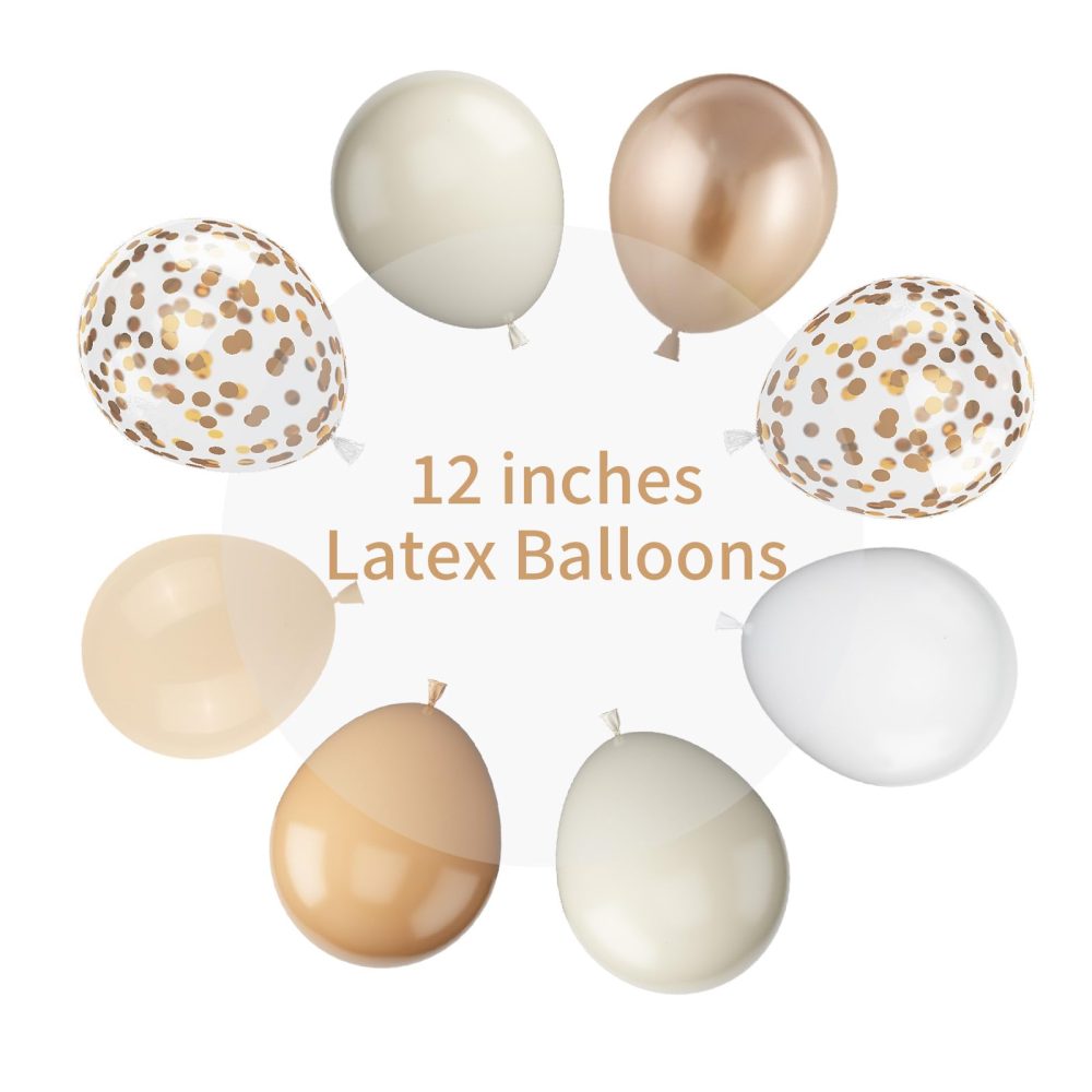 Cream and Sand Gold Balloons Set, 12 Inch Double Stuffed Beige Balloons with Metallic Chrome Champagne Nude Neutral Cream White Balloon for Bridal Baby Shower Birthday Wedding Party Decorations - Image 7