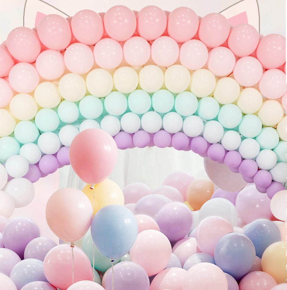 100 Pcs 10 Inch Multicolor Macaron Pastel Latex Balloon,Romantic Balloon Decorative Latex Balloons for Valentines Baby Shower Birthday Party Wedding Engagement Anniversary Xmas Festival Decor Supplies