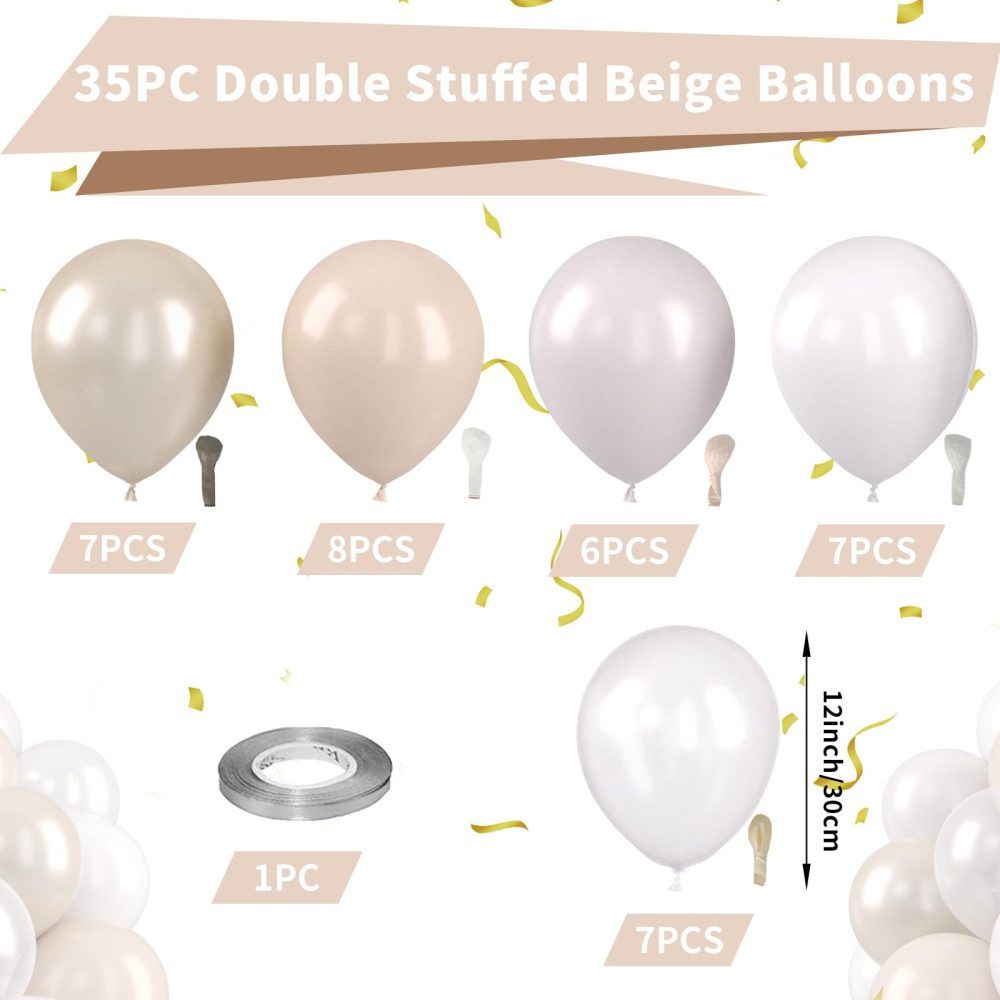 White Nude Double Balloons, Neutral Balloons Double Stuffed Beige Balloons Pearl Sand White Balloons for Birthday Baby Shower Party Boho Theme Wedding Bridal Shower Anniversary Decorations Supplies - Image 7