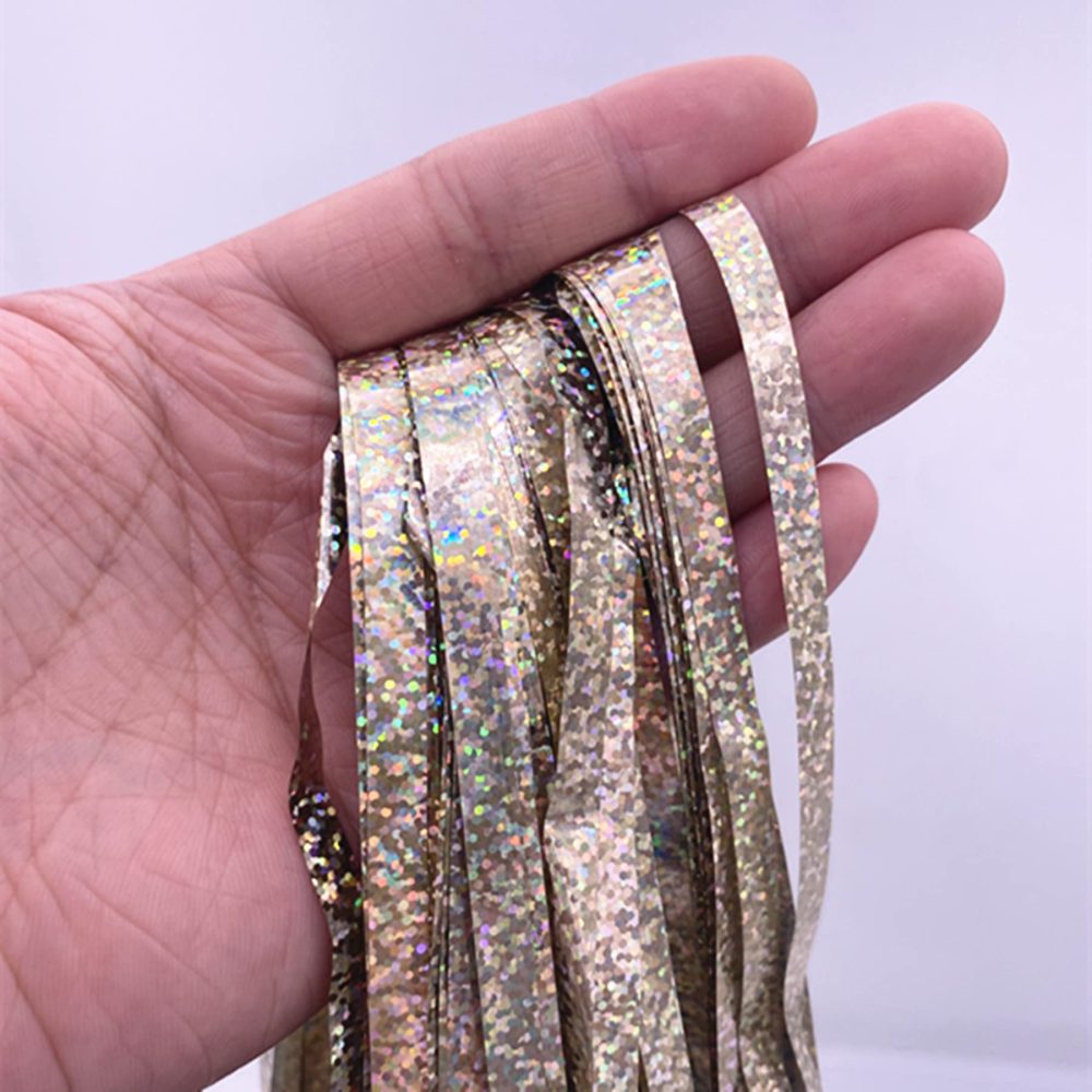 VReder Champagne Gold Glitter Backdrop Curtain, Metallic Tinsel Foil Fringe Curtains, Party Streamers Backdrop for Birthday Engagement Weddings Parties Holiday Decoration 2pcs 1m x 2.5m - Image 4