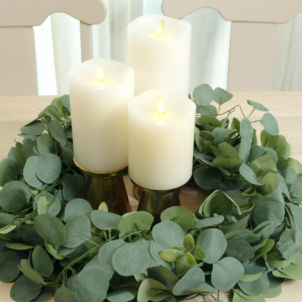 CQURE 8Pcs Eucalyptus Garland,Artificial Eucalyptus Leaves Table Greenery Garland Wreath Vines for Wedding Party Table Bedroom Wall Room Decor - Image 5