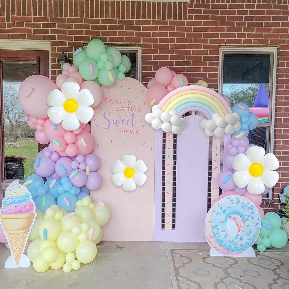 Pastel Balloon Arch Kit Pastel Party Decorations With Daisy Balloons,Pastel Balloons And Pastel Long Balloons Rainbow Balloons Arch Kit Baby Shower Balloon Arch For Birthday Gender Reveal Decoration - Image 3