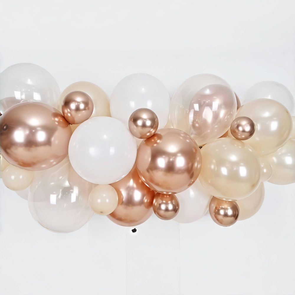 Cream White and Gold balloons, Sand White Nude Gold Clear Balloons, Metallic Champagne Gold Pearl White Sand Balloons, Ivory Beige Balloons for Engagement Neutral Bride Baby Shower Boho Decorations - Image 7