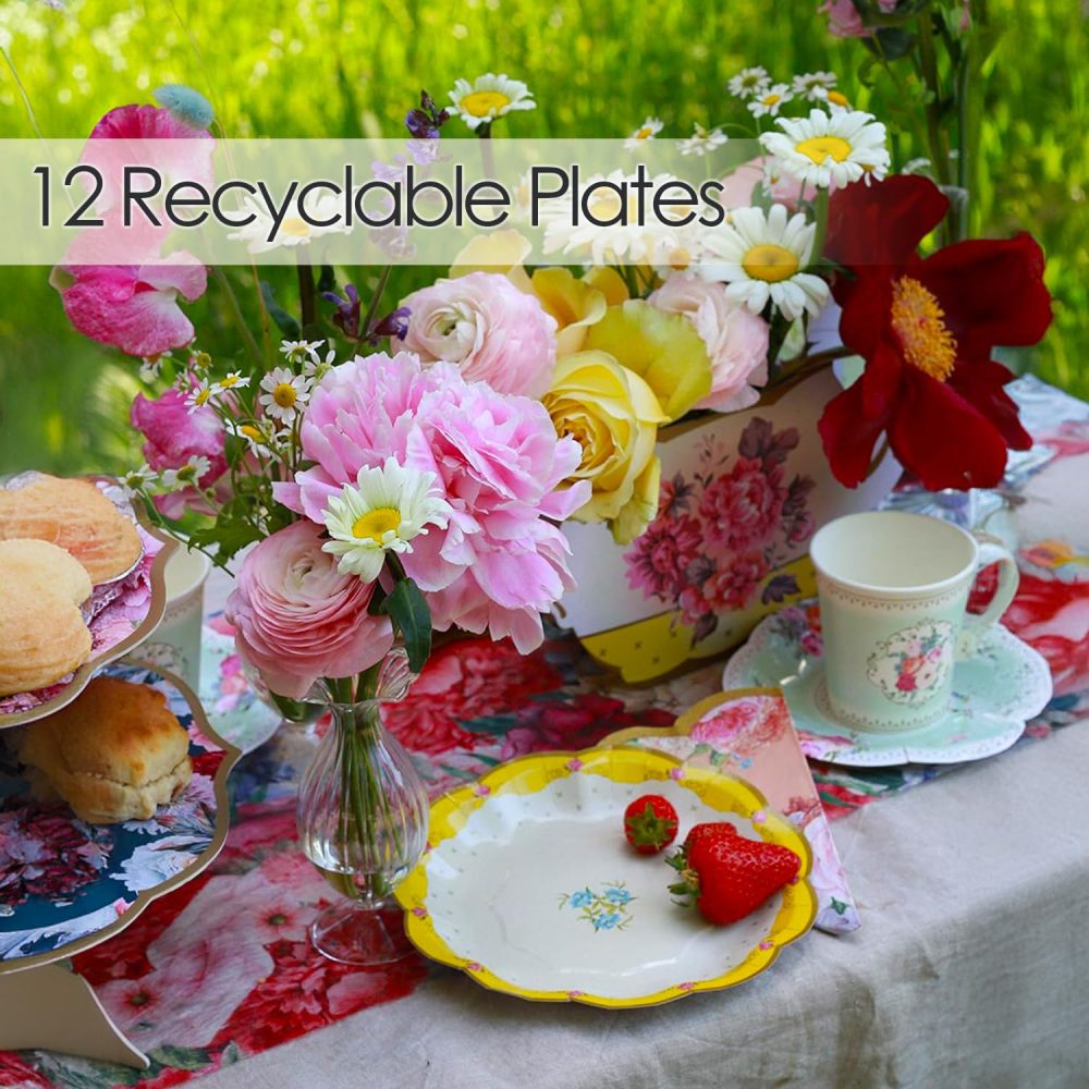 Talking Tables (17cm) Disposable Tea Party Vintage Floral Pretty Paper Plates | Truly Scrumptious Elegant Party Plates | Birthday Wedding Baby Shower Wedding Anniversary 12 count (pack of 1) - Image 10