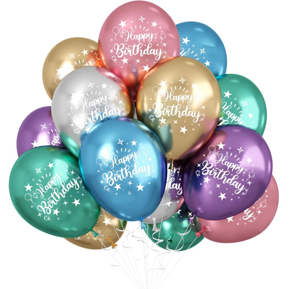 Jwssor Birthday Balloons,20pcs Metallic Balloons,12inch Happy Birthday Balloons for Women Men Birthday Party Decoration