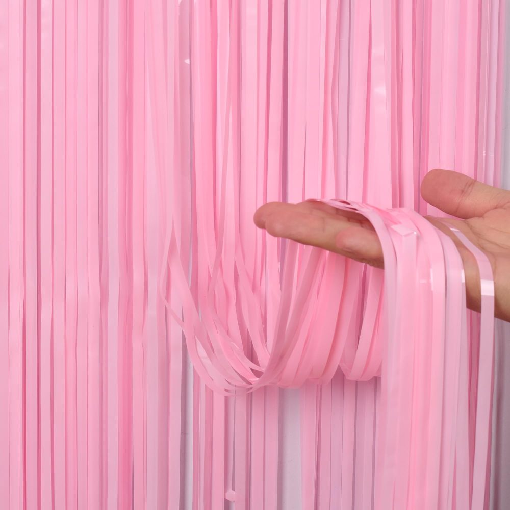 Pastel Pink Party Backdrop Decoration - GREATRIL Foil Fringe Streamers for Baby Shower/Donut/Cowgirl/Ice Cream/Sweet/Cloud/Unicorn/Princess Birthday - 3.2ft X 8.2ft - 2 Packs - Image 3