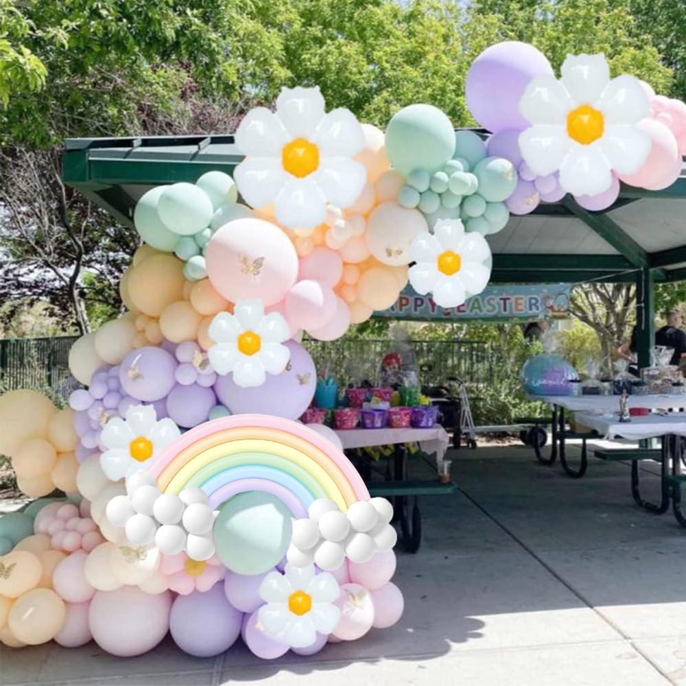 Pastel Balloon Arch Kit Pastel Party Decorations With Daisy Balloons,Pastel Balloons And Pastel Long Balloons Rainbow Balloons Arch Kit Baby Shower Balloon Arch For Birthday Gender Reveal Decoration - Image 8