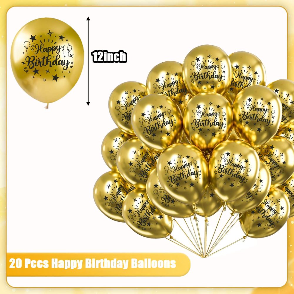 Jwssor Birthday Balloons,20pcs Metallic Gold Balloons,12inch Happy Birthday Balloons for Women Men Birthday Party Decoration - Image 7