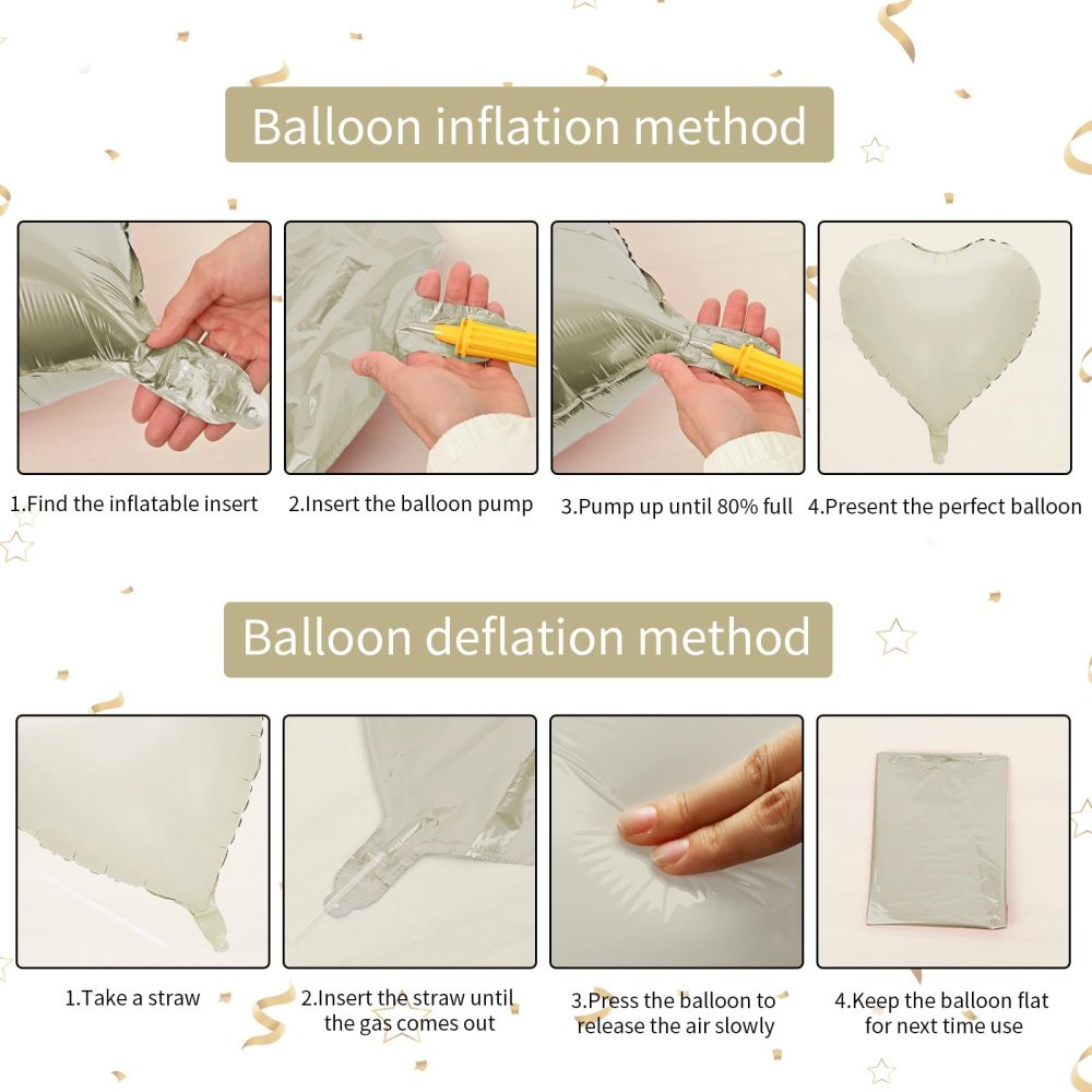 Biapian Cream Heart Balloons, 5 Pcs Cream White Heart Shape Balloons, 18inch Beige Valentine Foil Balloons for Helium Nude Neutral Love Balloon for Valentines Day, Wedding, Brithday Party Decorations - Image 2