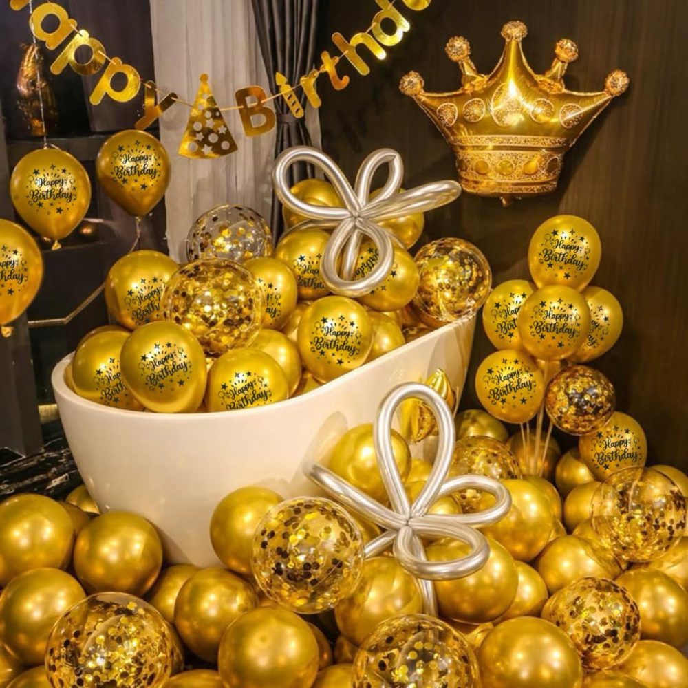 Jwssor Birthday Balloons,20pcs Metallic Gold Balloons,12inch Happy Birthday Balloons for Women Men Birthday Party Decoration - Image 2