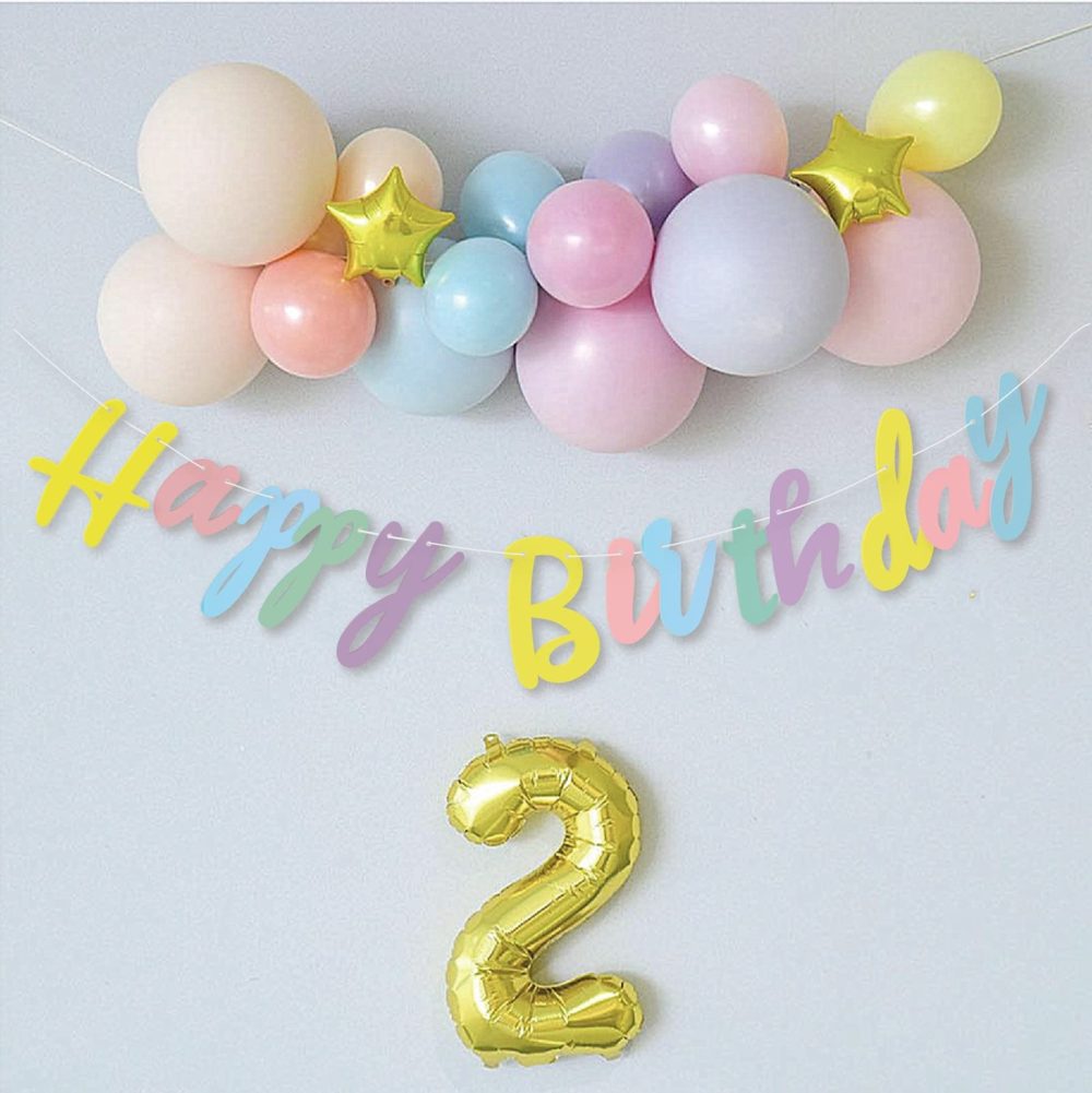 Happy Birthday Banner Candy Pastel Birthday Bunting Banner for Birthday Party Decoration Cute Birthday Decor（Colorful） - Image 7