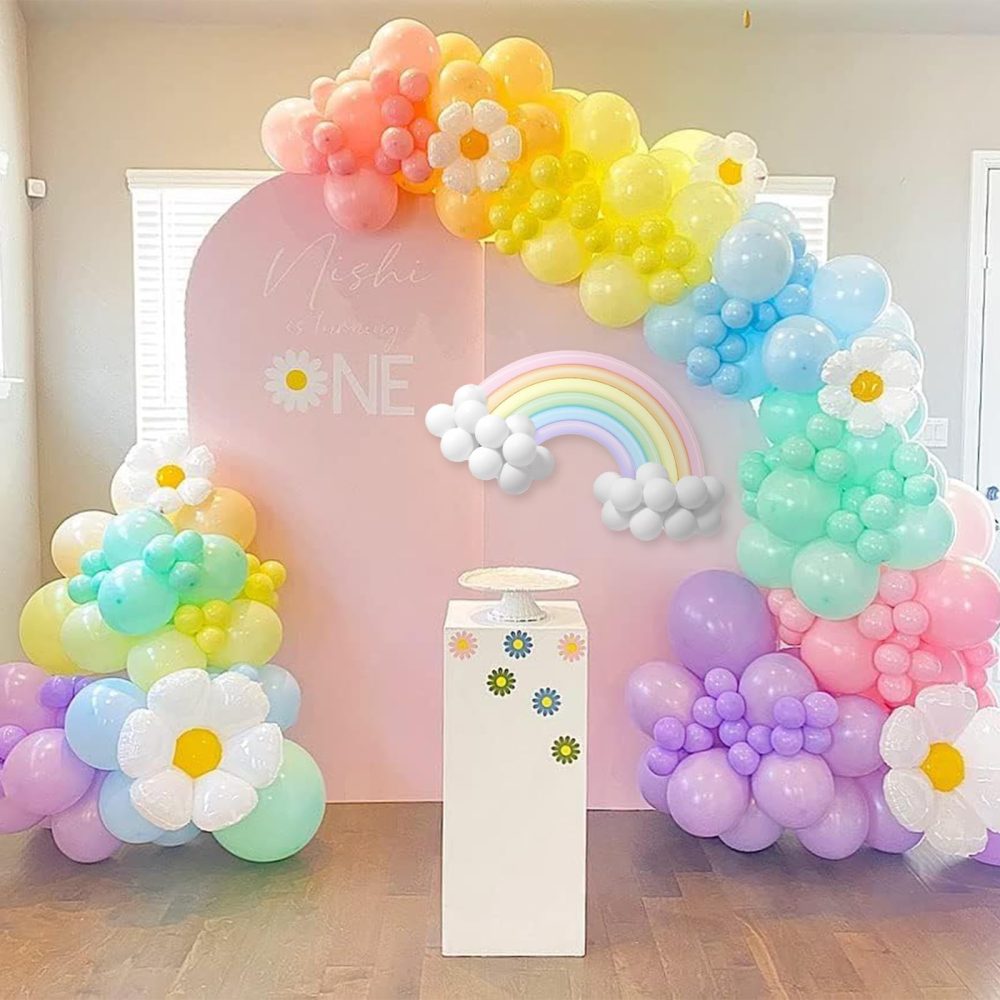 Pastel Balloon Arch Kit Pastel Party Decorations With Daisy Balloons,Pastel Balloons And Pastel Long Balloons Rainbow Balloons Arch Kit Baby Shower Balloon Arch For Birthday Gender Reveal Decoration - Image 2