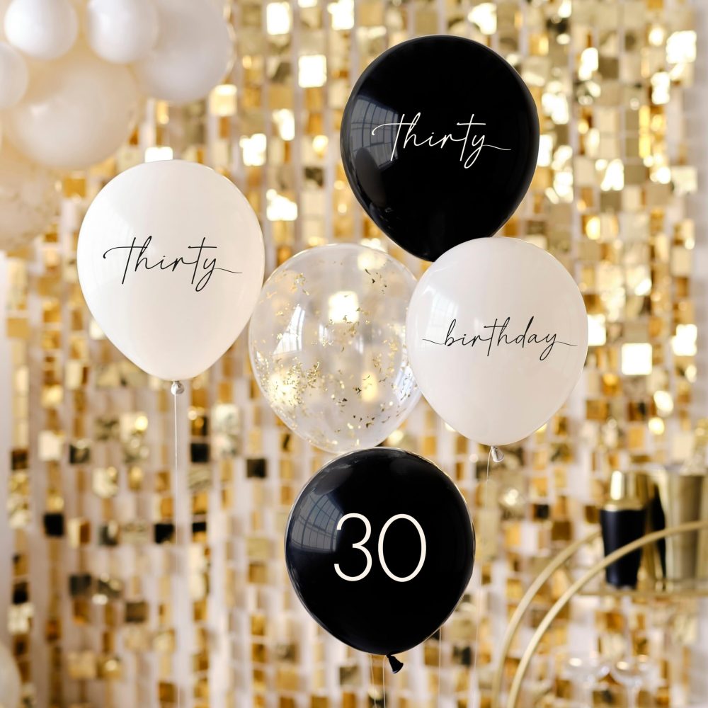 Ginger Ray Black, Nude, Cream and Gold 30th Birthday Milestone Party Balloons - Image 3