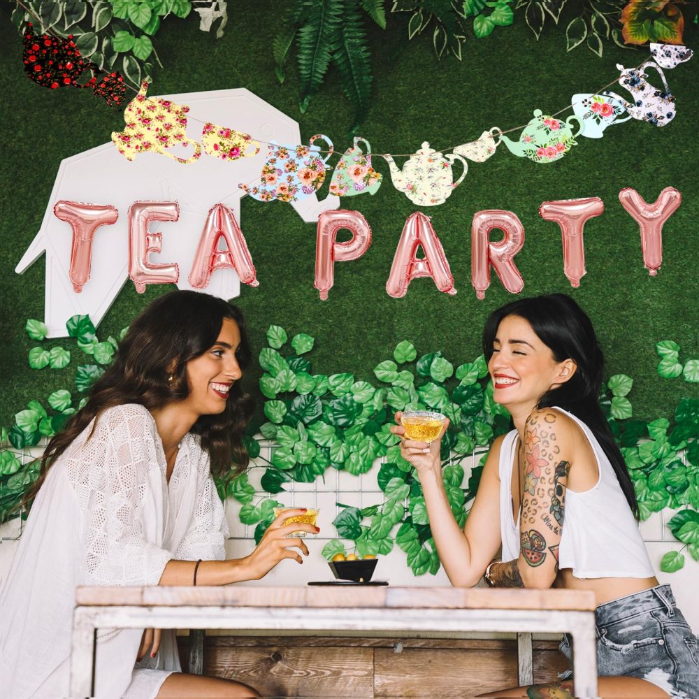 Zercart Tea Party Birthday Banner, Tea Party Decoration Tea Party Balloons, Floral Tea Party, Tea Party Bridal Shower Decorations for Birthday Baby Shower Girls Boys Tea Party Birthday - Image 4