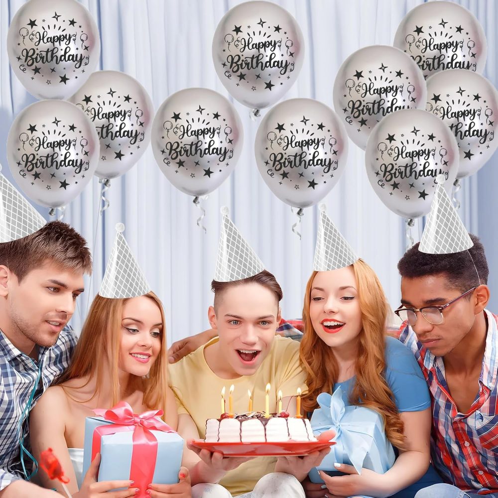 Jwssor Birthday Balloons,20pcs Metallic Silver Balloons,12inch Happy Birthday Balloons for Women Men Birthday Party Decoration - Image 2