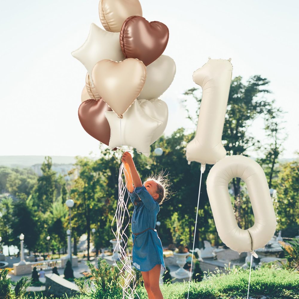 Nude 18 Balloons Decor for Girls, Beige Apricot Brown Tan Heart Balloon, Sand White 18 Balloon Boho Decor, Neutral Cream Foil Star Balloon for Kids 18th Birthday Wedding Anniversary Party Decoration - Image 6