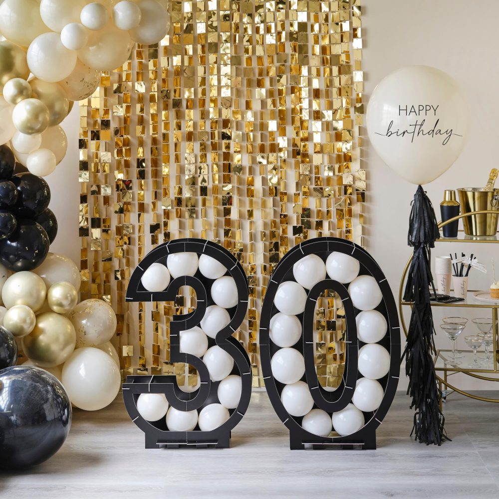 Ginger Ray Black, Nude, Cream and Gold 30th Birthday Milestone Party Balloons - Image 2